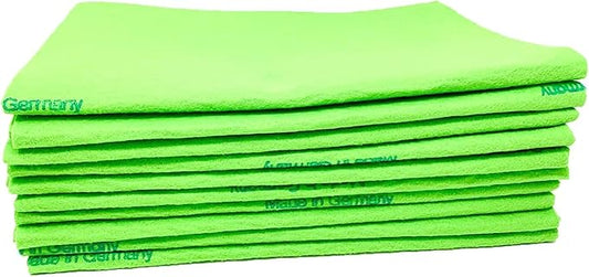 10 Pack Extra Large Original German Shammy Cloths Chamois Towels Super Absorbent for Pets, Parenting Tool Cleaning for Home and Commercial Use Wholesale Bulk (Green)