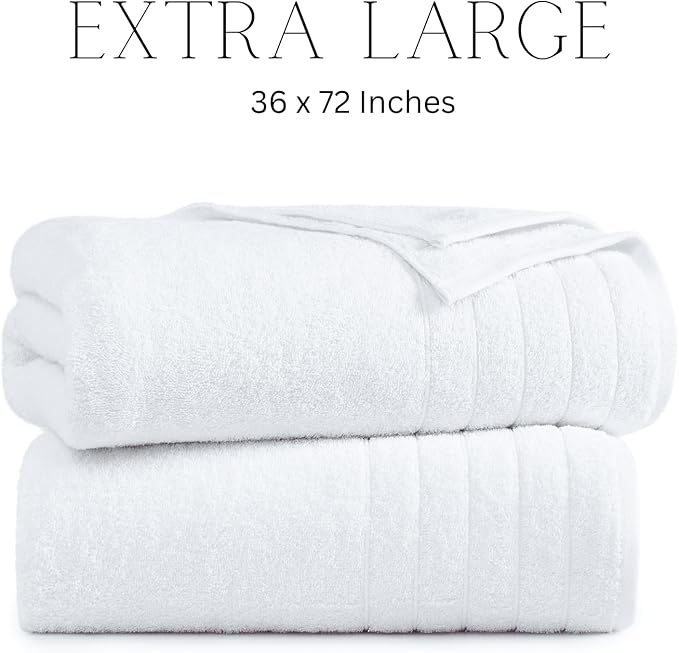 Casa Platino 2 Pack Bath Sheets (36"x 72"), 100% Ringspun Cotton White Luxury Bath Towels - Quick Dry, Absorbent & Lightweight