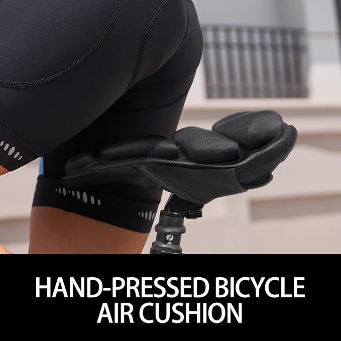 JFT Inflatable Bike Seat Cushion - Soft Air Cushion Bicycle Seat Cover with Adjustable Pressure - Extra Padding for Comfortable Rides - Ideal for Mountain, Sports & Stationary Bikes (Black)