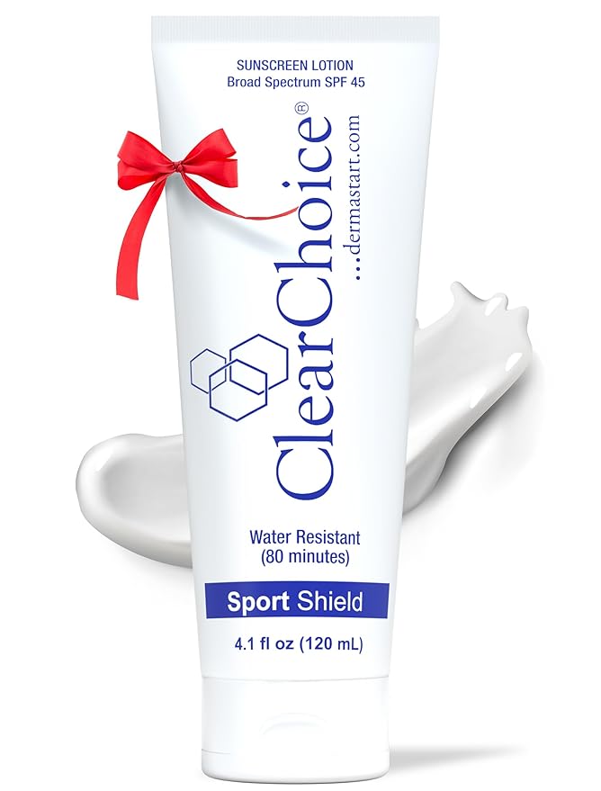 Clear Choice Sunscreen for Face SPF 45, Oil Free Sunblock & Light Moisturizer with Zinc Oxide, Reef-Safe, Broad Spectrum, Water-Resistant, No White Cast, Dermatologist Recommended, 4oz