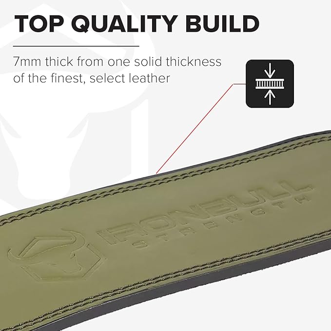 7mm Leather Weight Lifting Belt (IPF, USAPL, USPA, IPL USAW & IWF Approved) - 4" to 2” Tapered Premium Weightlifting Belt for Olympic Lifting, Powerlifting, Cross training, Gym, Workout & Weight Training - Weightlifting Belts for Men and Women