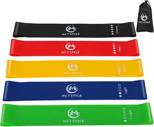 Exercise Band Resistance Bands for Working Out Men and Women Set 5 Different Levels Yoga Pilates,Natural Latex is Non Toxic and Odorless Not curl with Exercise Instructions e Carry Bag.
