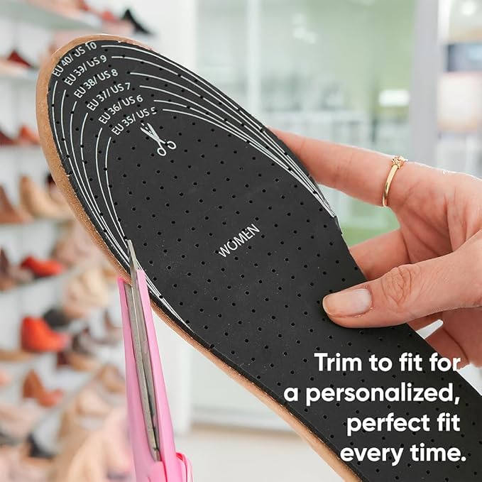 HANDARTE Leather Anti Odor Insoles | Cuttable Odor Eaters Insoles Women | Shoe Deodorizer Thin Insert - Odor Eliminator for Shoes - 100% Natural Goatskin & Anti Sweat - Suitable for No-Socks (Small)