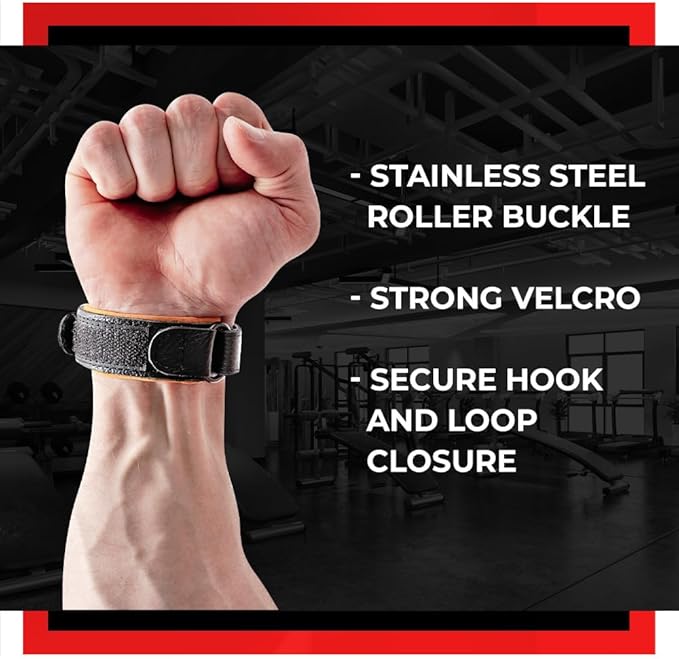 WARM BODY COLD MIND Leather Wrist Wraps for Weightlifting, Powerlifting, Gym – Heavy Duty Wrist Straps for Strength Training, for Men & Women