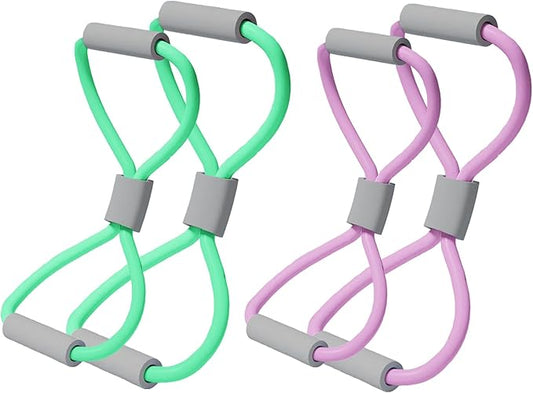 Figure 8 Fitness Resistance Bands with Handles - 4-Piece Set for Full-Body Workouts - Ideal for Strength Training, Physical Therapy, and Home Gym