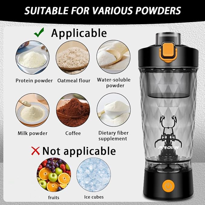 Electric Protein Shaker Bottle, USB Rechargeable Mixing Cup, Water Drink Mixer Portable Bottles for Gym Sport, BPA-Free Tritan, 22oz