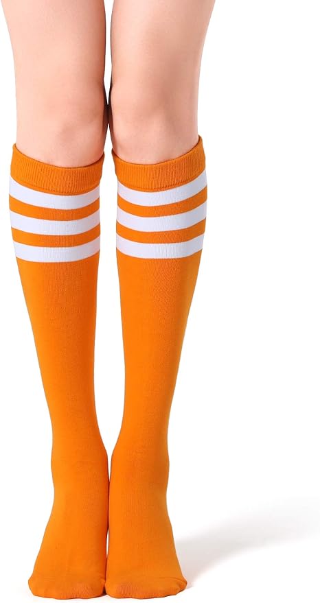 FITRELL Women's Knee High Socks Outdoor Sport Athletic Socks Casual Stripe Tube Socks 1-4 Pack