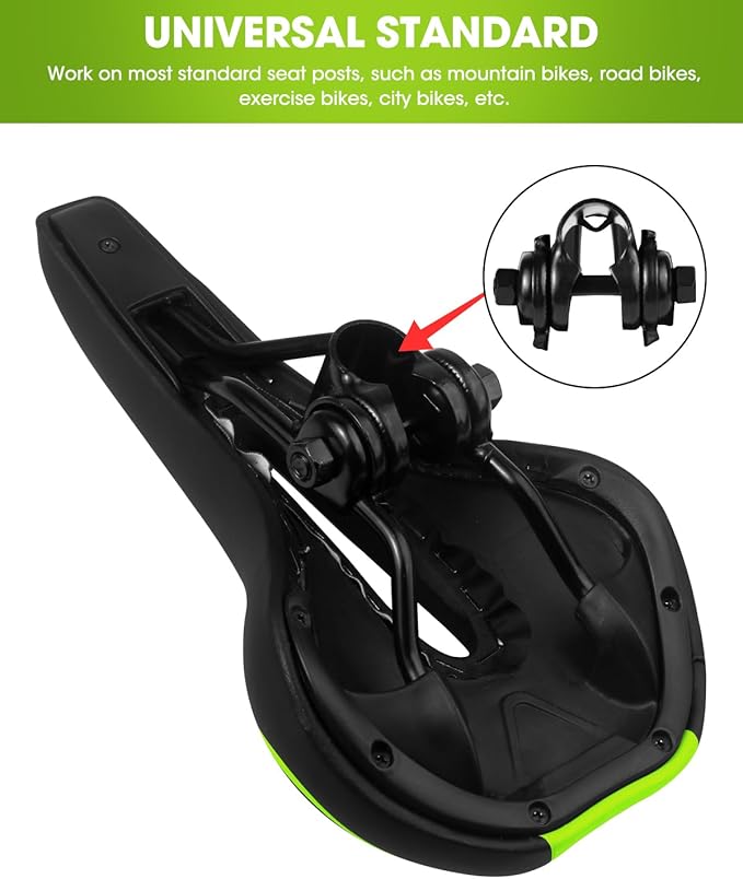 Gel Bike Seat for Men & Women, Mountain Bike Saddle, Comfortable Bicycle Seats, Soft Cushion Padded, Waterproof Saddles for Road, City, Exercise Bikes