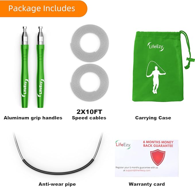 Jump Rope, High Speed Weighted Jump Rope - Premium Quality Tangle-Free - Self-Locking Screw-Free Design - Jump Ropes for Fitness - Skipping Rope for Workout Fitness, Crossfit & Home Exercises