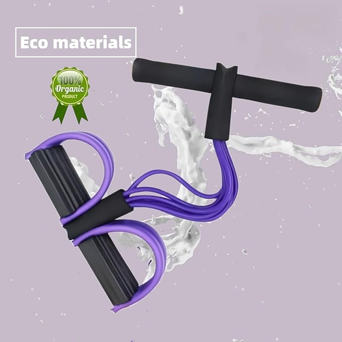 Resistance Bands for Exercise,6-Tube Elastic Yoga Pedal Puller Resistance Band, Natural Latex Tension Rope Fitness Equipment, for Abdomen/Waist/Arm/Leg Stretching Slimming Training (Purple)