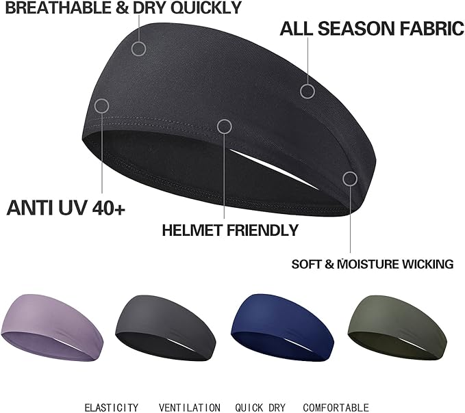 Mens Running Headband,5Pack,Mens Sweatband Sports Headband for Running,Cycling,Basketball,Yoga,Fitness Workout Stretchy Unisex Hairband