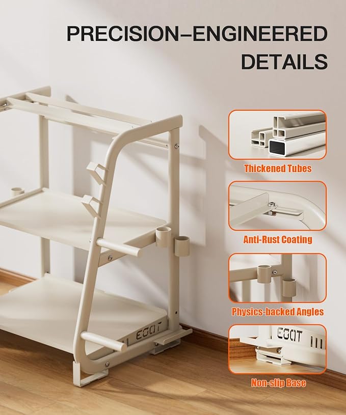 3-Tier Dumbbell Rack Stand Only - 700LB Heavy Duty Weight Storage Organizer with Thickened Steel Tube, Adjustable Weight Stand for Dumbbells, Barbells, Kettlebells, Black/Beige