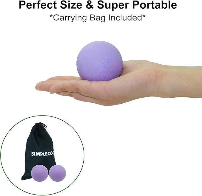 Hard Lacrosse Ball Massage Ball Therapy. Firm Trigger Point Massager Tool for Deep Tissue Yoga Physiotherapy Myofascial Release Muscle Relax Plantar Fasciitis Pain Relief (2 Pack) (Purple)