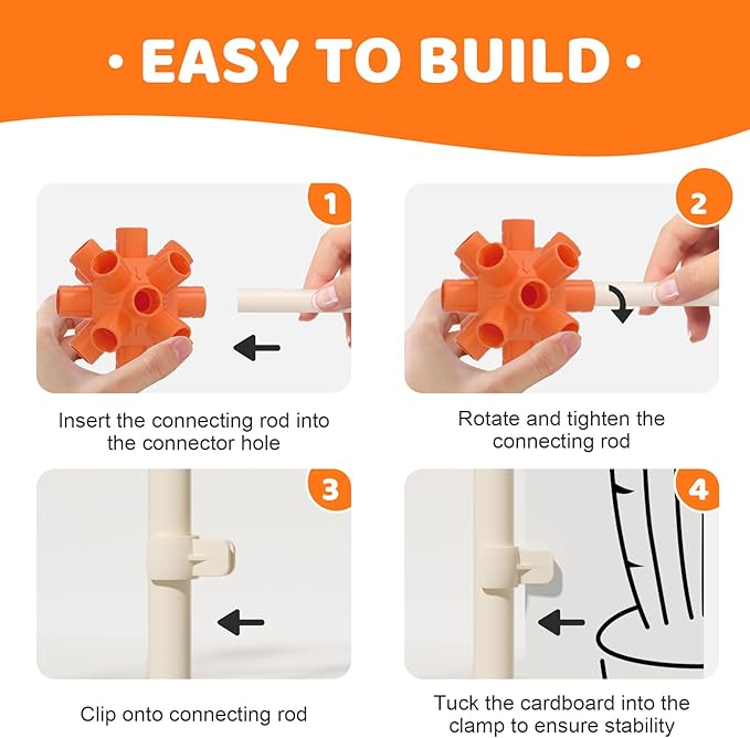 Interactive Kids Doodle Tent, Decorate and Personalize a Cardboard Fort, 328 Pieces Buildable Kids Play Tent, for 3+ Years Old Boys and Girls STEM Building