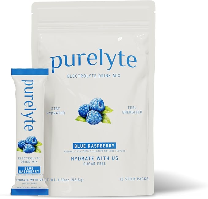 Electrolyte Drink Mix – Sugar-Free Hydration Powder Packets – Clean Electrolytes with Trace Minerals – Keto, Vegan, Gluten-Free – No Artificial Sweeteners – 12 Sticks – Blue Raspberry