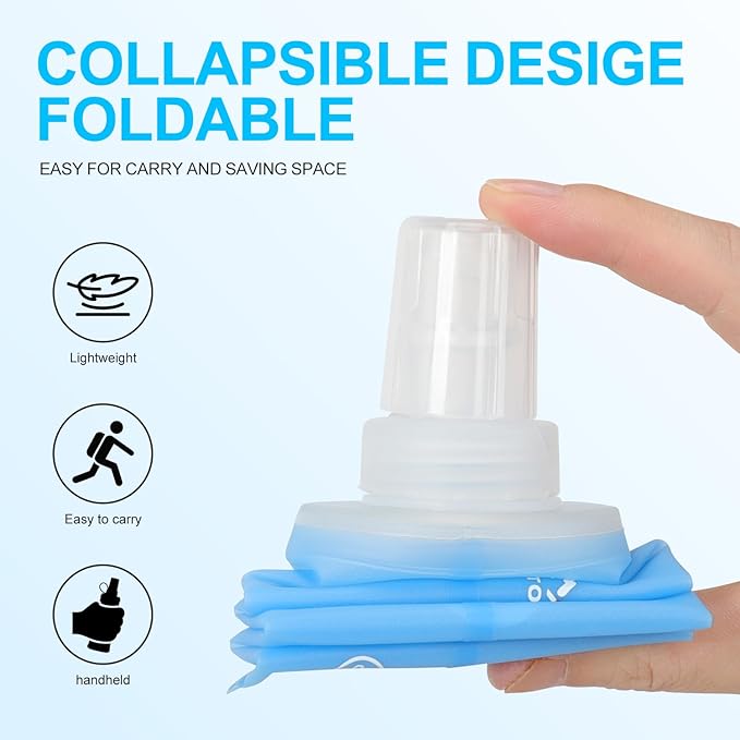 INOXTO Soft Flask,Collapsible Soft Water Bottles for Hydration Vests and Running Packs, Soft Flask Running Bottles for Hiking Cycling(250/500 ml) (2 PCS 250ML)