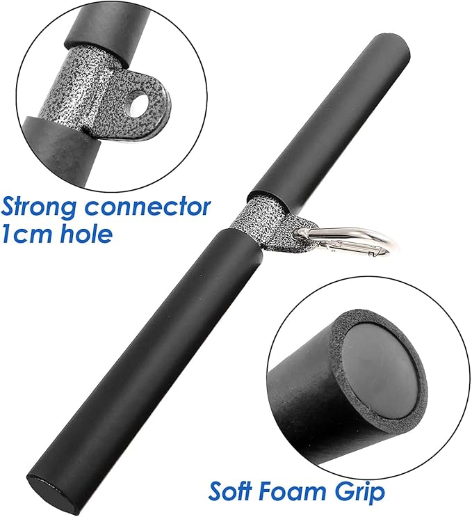 Pulldown Bar for LAT Pulley System - 40cm Soft Foam Handles Straight Bar Pull down Exercise Rowing Machine Home Gym Attachment Strength Muscles Triceps Training