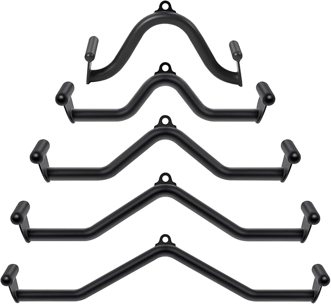 5 Pcs V-bar Pulley Cable Machine Attachments:Home Gym Fitness Rowing T-bar Handle Grips LAT Pull Down Bar Press DownTraining,Bicep Curl Tricep LAT pulldown Bar Back Strength Training