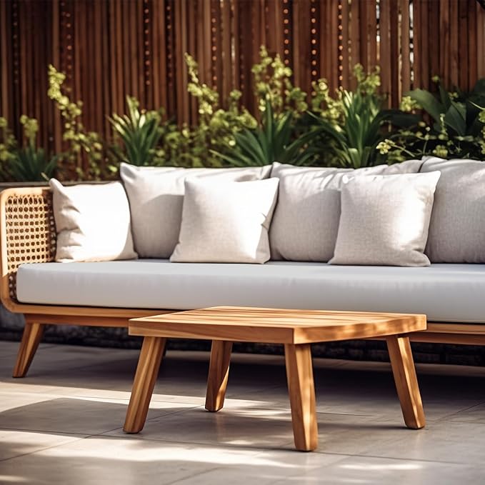 Sundale Outdoor Olefin Bench Cushion， Water-Resistant Patio Couch Cushion, Loveseat Sofa Pad with Straps Light Gray, 42 x 18 x 4 Inches