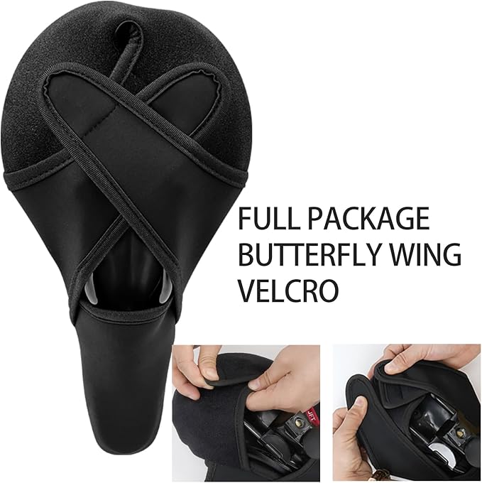 JFT Inflatable Bike Seat Cushion - Soft Air Cushion Bicycle Seat Cover with Adjustable Pressure - Extra Padding for Comfortable Rides - Ideal for Mountain, Sports & Stationary Bikes (Black)