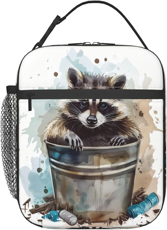 Insulated Lunch Box for Women Men, Raccoon Lunch Box Reusable Portable Lunch Bag Cooler Tote Waterproof Lunch Container for Office Picnic Work Travel Hiking