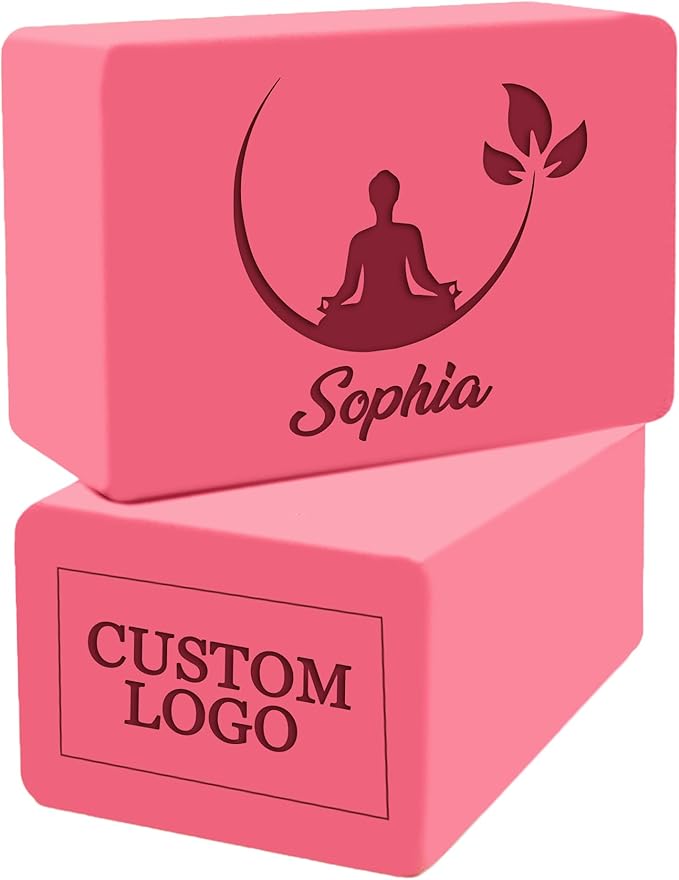 Personalized Yoga Blocks 2 Pack with Custom Design, Yoga Blocks for Women, Exercise blocks Yoga Blocks Soft Non-Slip for Pilates, Meditation, Custom Yoga Accessories