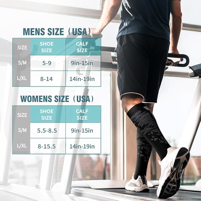 BLUEENJOY Copper Compression Socks for Women & Men (6 pairs) - Best Support for Nurses, Running, Hiking, Recovery