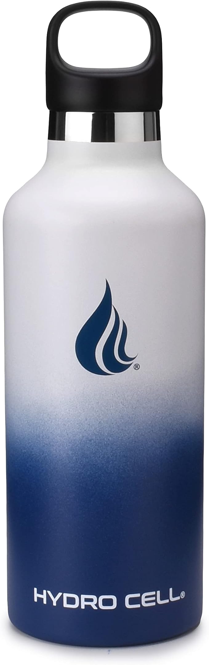HYDRO CELL Stainless Steel Water Bottle with Straw & 2 Standard Mouth Lids (32oz 24oz 20oz 16oz) Keeps Liquids Hot or Cold w/Double Wall Vacuum Insulated Leak Proof Sport Design (Navy/White 32oz)
