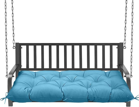 Outdoor Bench Cushion 60inches Waterproof & Fade Resistant Patio Furniture Cushions Tufted Fresh Porch Swing Lounger Loveseat Pads with Straps(Turquoise-60x20in)