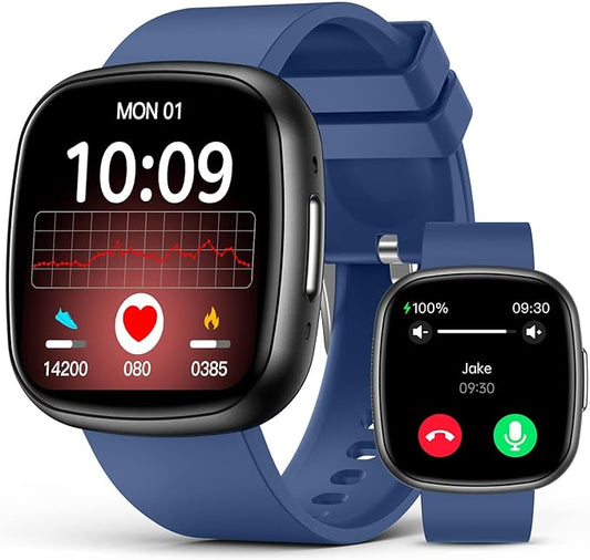 Smart Watch for Men with Bluetooth Call, 1.72" Super Retina HD Display with Sleep, 24/7 Heart Rate HRV Spo2 Monitor, Waterproof Square Fitness Tracker, 135 Sport Modes, Smartwatch for Android iPhone