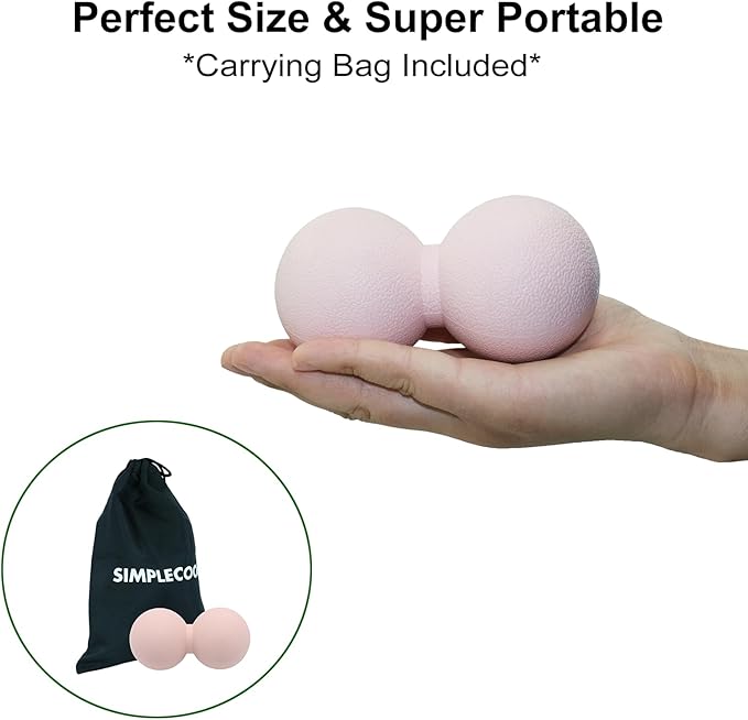 Hard Peanut Massage Ball, Double Lacrosse Massage Ball. Deep Tissue Massager Mobility Roller for Physical Therapy Myofascial Release Trigger Point Muscle Relax Pain Relief Acupressure (Pink)