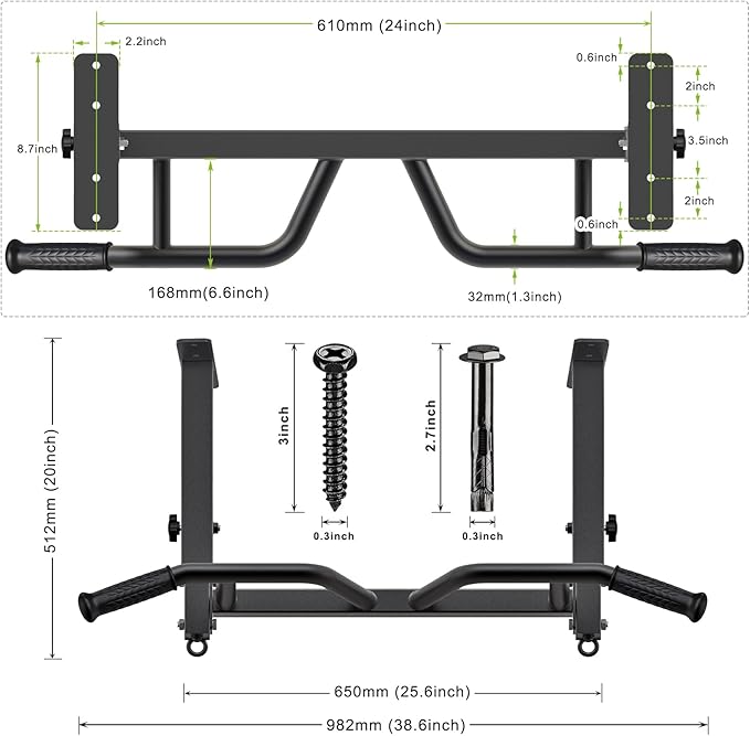 SELEWARE Heavy Duty Welded Pull Up Bar, Versatile Doorway Wall Mount, Joist Mounted, and Ceiling Mounted Chin Up Bars, Thick Metal Sturdy Construction for Full Body Workouts Support 500 lbs