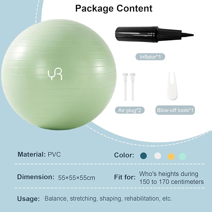 Exercise Ball for Workouts, Anti-Burst and Slip Resistant Yoga Ball for Gym Fitness and Physical Therapy