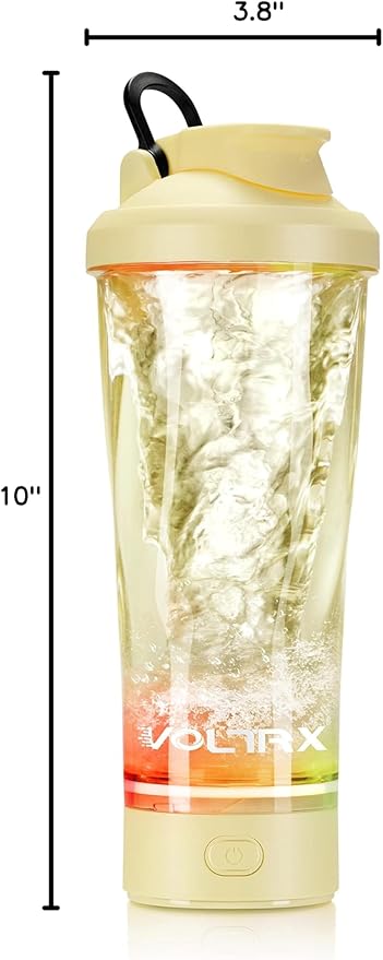 VOLTRX Electric Shaker Bottle - VortexBoost Portable USB C Rechargeable Protein Shake Mixer, Shaker Cups for Protein Shakes and Meal Replacement Shakes, BPA Free, Waterproof, Colored Light Base, 24 oz