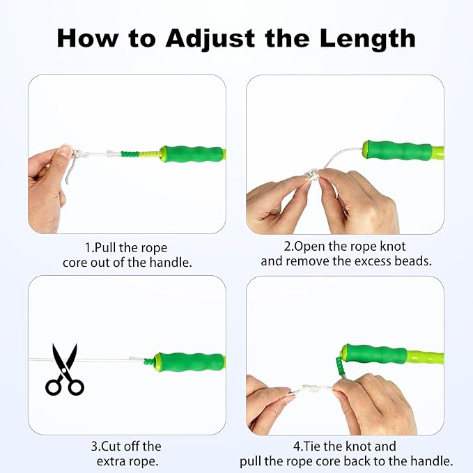 Soft Beaded Jump Ropes, Adjustable Length Skipping Rope, Tangle Free Segmented Jumping Rope for Kids and Adults Exercise, Fitness 9.2 Ft