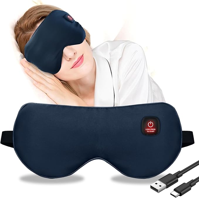 Rechargeable Cordless Heated Eye Mask for Dry Eyes - Adjustable Temperature Portable Eye Warm Compress for Migraines Styes Sinus & Sleep Ideal Gift for Men Women