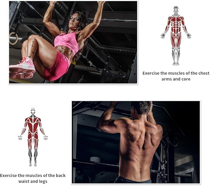 PLKO Wall Mount Pull Up Bar Wall Mounted Body Press Pull Up Bar Gym Chin-Up for Upper Body Workout