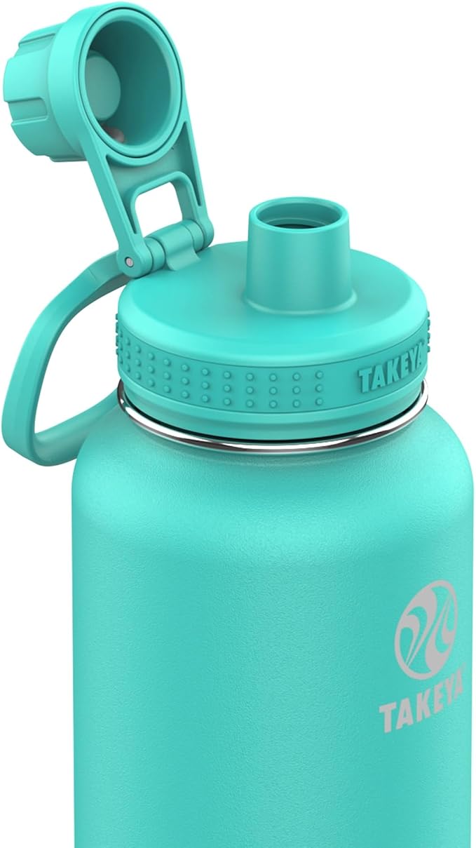 Takeya Actives Water Bottle with Spout Lid - Bottle with Double Stainless Steel Insulation - Dishwasher Safe & BPA-Free - Bottle with Spout Lid & Removable Bumper - 32 oz, Teal