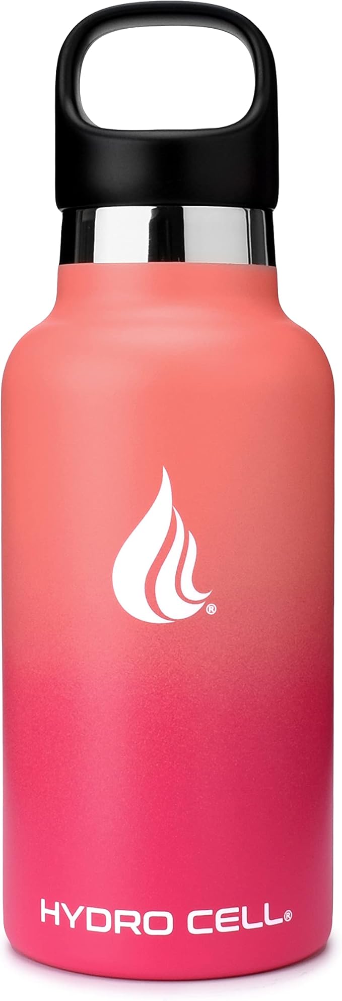 HYDRO CELL Stainless Steel Water Bottle with Straw & 2 Standard Mouth Lids (32oz 24oz 20oz 16oz) Keeps Liquids Hot or Cold w/Double Wall Vacuum Insulated Leak Proof Sport Design (Coral/Punch 16oz)