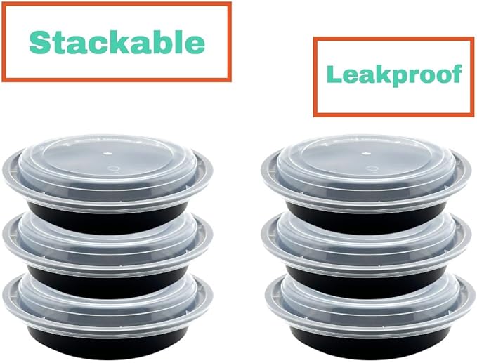 Smygoods Meal Prep Containers 24oz Plastic Take-Out Container with Lids, 1 Compartment, BPA-Free, Microwave Safe, Food Storage Containers with Lids for Lunch, Salad, Bento Box (50 Pack)