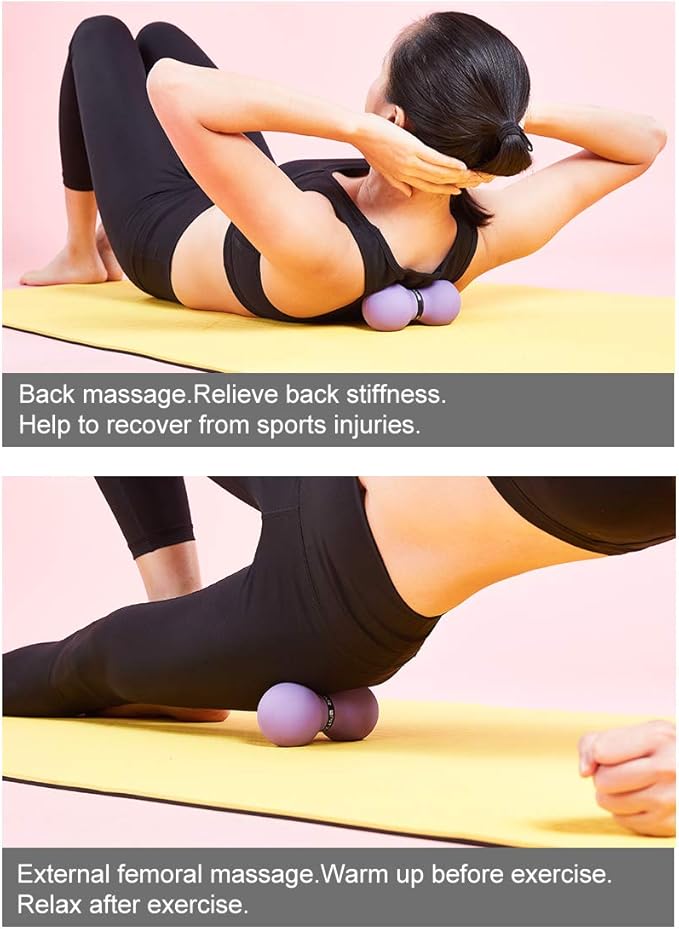 Double Lacrosse Massage Ball for Myofascial Release, SGS Certification, Massage Deep Tissue for Waist Back Feet, Trigger Point Therapy, Muscle Knots, Peanut Massage Ball for Muscle Pain