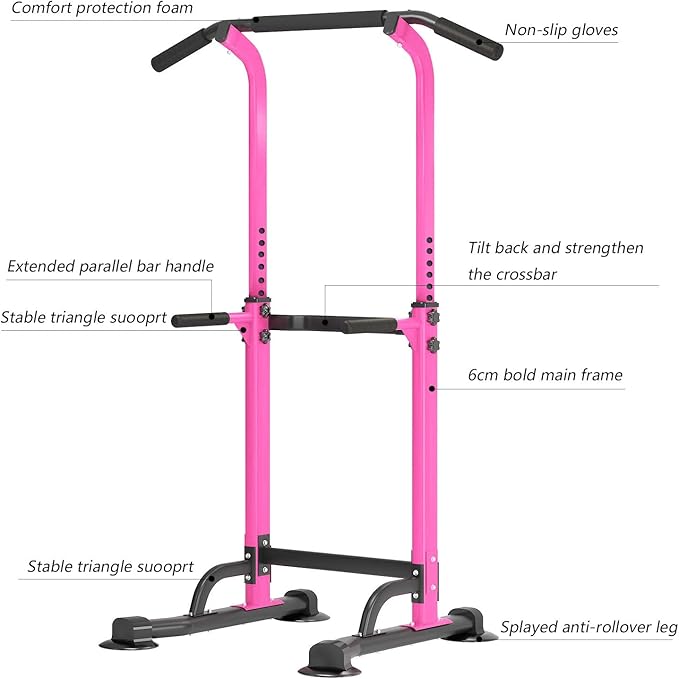 SogesPower Power Tower Dip Station Pull Up Bar for Home Gym Adjustable Height Strength Training Workout Equipment,Pull Up Bar Station