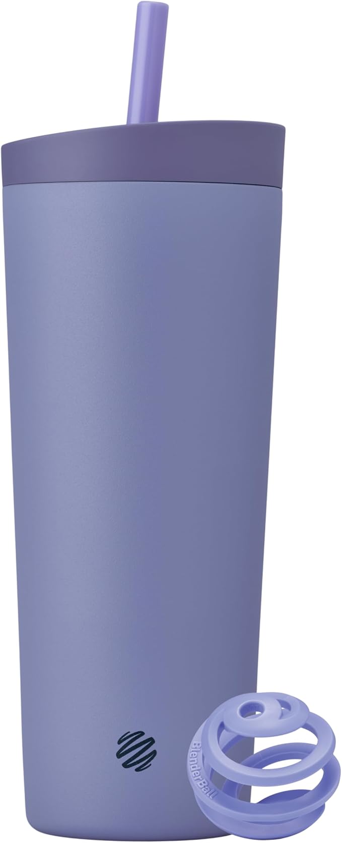 BlenderBottle 2-in-1 Insulated Stainless Steel Shaker Tumbler, Swig Leakproof Lid, Straw, BlenderBall, BPA Free, For Protein Shakes, Smoothies, And Pre Workout, 24 oz, Purple/Blue (Moon Mist)