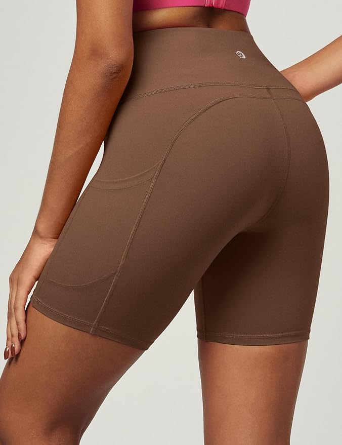 IUGA Biker Shorts Women 6" Tummy Control Workout Shorts Women with Pockets High Waisted Yoga Running Gym Spandex Compression