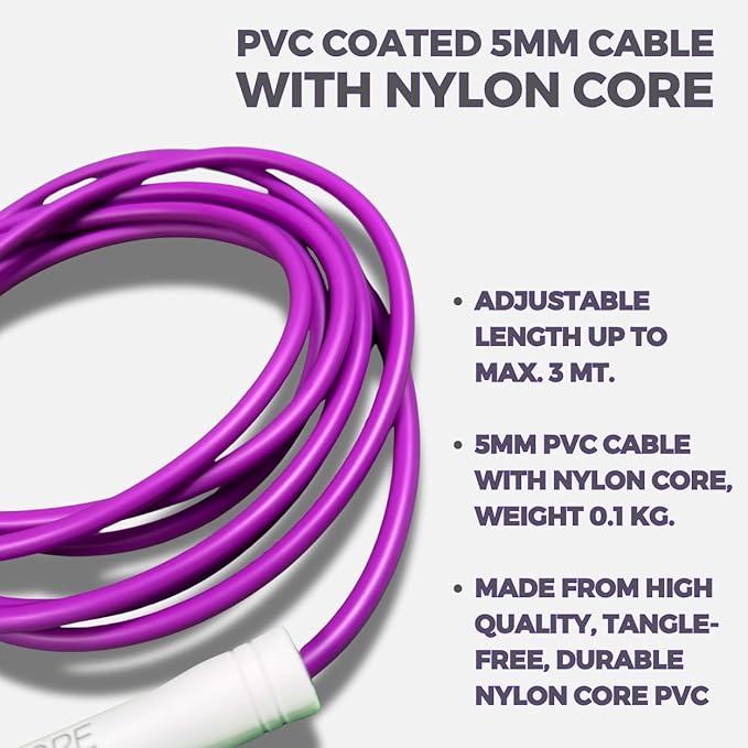 Professional Speed Rope - 3m Adjustable Skipping rope, 5mm PVC with Nylon Core for Cardio, Double Unders & Crossfit - Durable Jump Rope Used for Indoor/Outdoor Training.