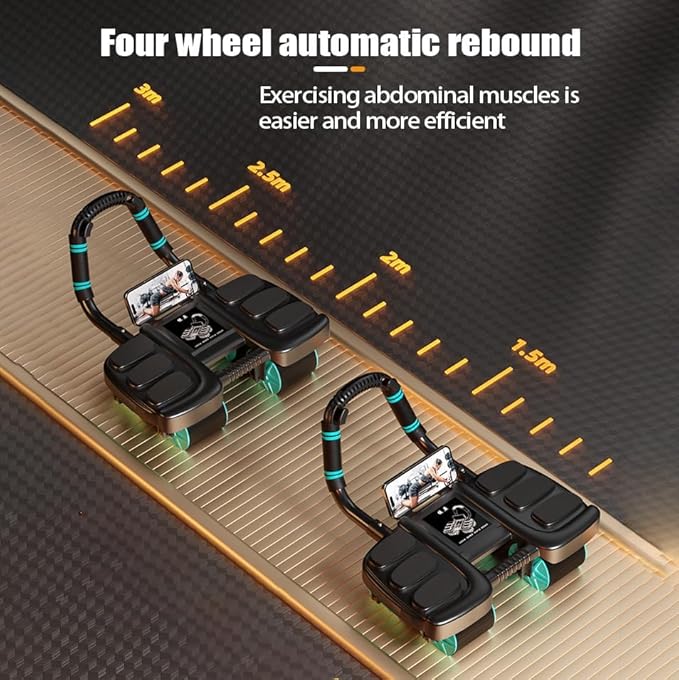 2025 New Ab Wheel Roller with Elbow Support - Automatic Rebound Abdominal Wheel Roller, The Upgraded Four-wheel Abdominal Wheel Core Workout Equipment Home Gym Abs Machine