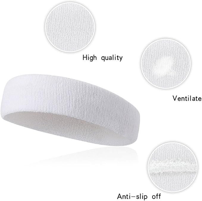 12 Sweatbands Cotton Sports Headbands Terry Cloth Moisture Wicking Athletic Basketball Headband by Kenz Laurenz