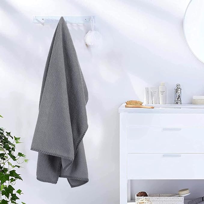 JML Towels, Pack of 4 Extra Large Bath Towel (30" x 60") - Absorbent Microfiber Bathroom Towels for Body, Adult, Hair, Yoga, Swimming, Grey Diamond Embossed