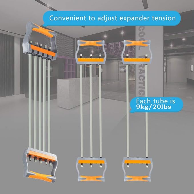 TOCO FREIDO Chest Expander | Arm Training, 5 Tubes Ajustable Arm Strength Trainer, Exercise Resistance Bands for Home Fitness Muscle Training Body Building