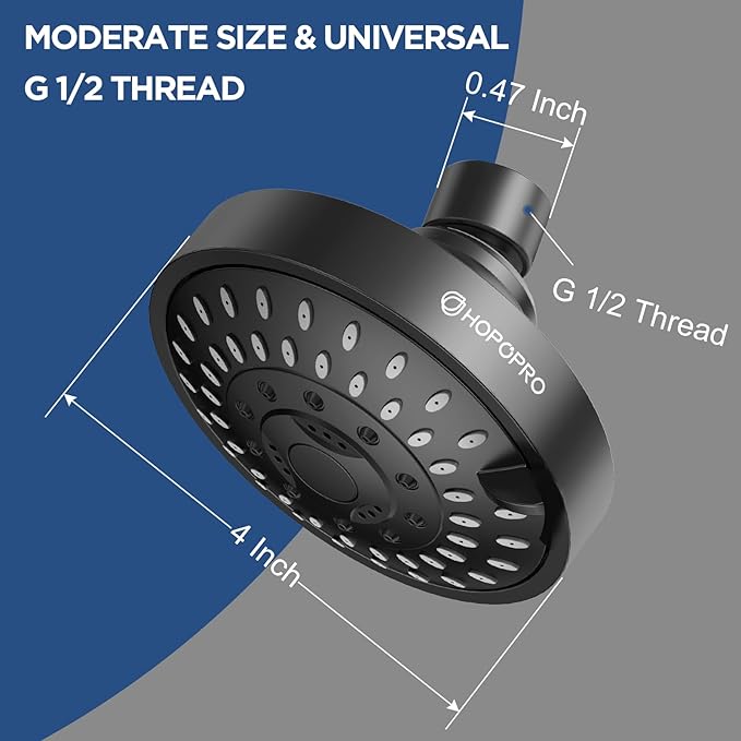 HOPOPRO 5-Mode High Pressure Shower Head - The Washington Post, NBC News, Today TV Show Recommended - High Flow Fixed Showerheads (4 Inch Matte Black)